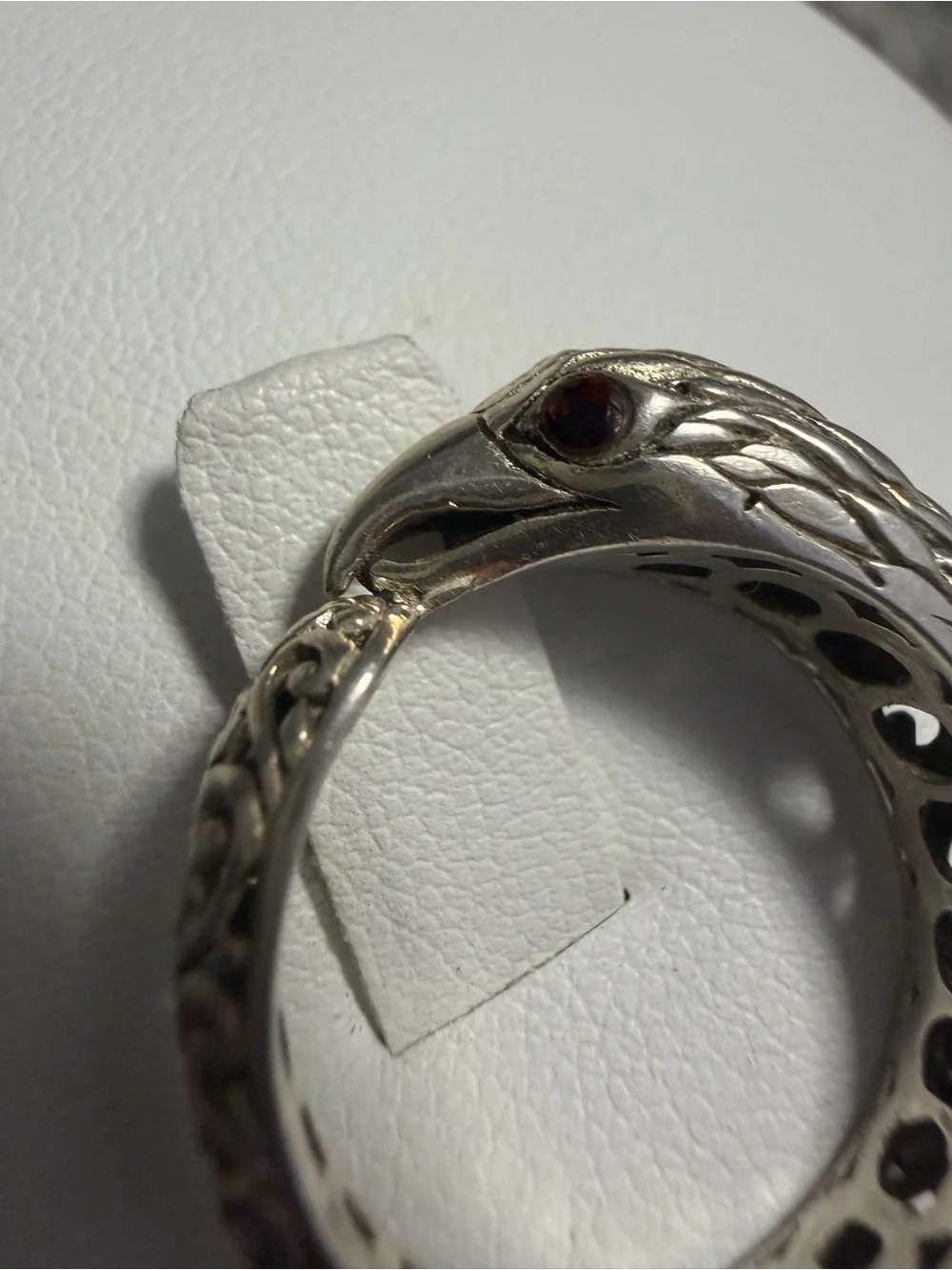 Unisex Bali Style Sterling Silver Garnet Eagle Ring Size 8